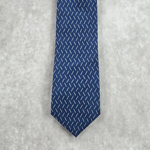 Nubio Blue Silver Diamond Stripe‎ Geometric Silk Executive Neck Tie Men's